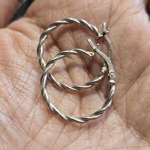 Silver Twisted Hoop Earrings